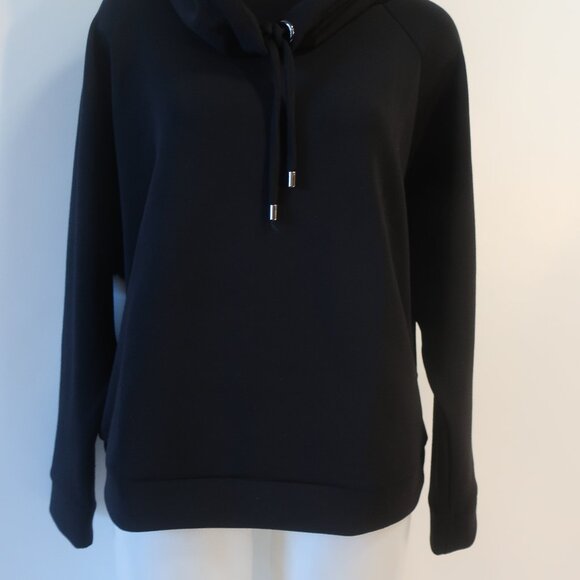Womens Chico's Black Zenergy Sueded Drawstring Scuba Cowl Neck Pullover 2 US/L - Picture 5 of 10